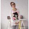 في خريف 2014 جديد crewneck bianfushan تي شيرت طويل الأكمام تي شيرت في مقطع طويل lo