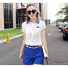 Summer new female polo shirt + stretch cotton brocade slim pants shorts shorts fashion two