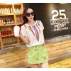 An Luochen 2015 summer new suit fashion Print Chiffon shirt color shorts shorts