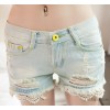 A new Korean summer fashionista lace old denim shorts shorts shot