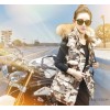 Autumn and winter fashionable girls long dresses down vest vest big fur fashion camouflage down vest