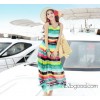 Bohemia dress color striped dress dress Korean Beach Resort mopping slim skirt