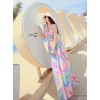 The seaside beach Bohemia dress wrapped chest Halter Chiffon Dress Suit