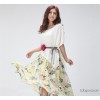 Bohemia seaside resort beach dress floral skirt travel Dress Chiffon Dress (belt