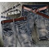 2015夏装男式牛仔裤破洞修身弹力JEANS品牌牛仔七分裤子一件代发