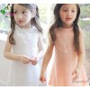 15 summer new Korean girls wear short sleeved cotton woven lace dress children love princess.