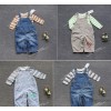 Good quality single Baby Bib Set: double strap trousers long sleeved T-shirt + 521