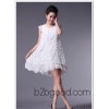 Korean summer slim lace skirt after split pleated water-soluble embroidery dress fashion wholesale