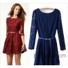 2014 spring new Europe waist slim bud silk skirt openwork embroidery sun bottom dress send