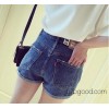 2015 summer new Korean all-match waist hole edge casual denim shorts female