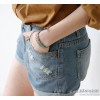 Ladies denim shorts worn loose big summer official Korean fashion leisure pants edge code