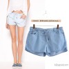 XC L609 ladies summer new European style fashion all-match pure lace elastic waist casual denim shor