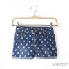 XC K500's new spring and summer and the wind slim slim polka dot print flanging leisure denim shorts