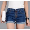 The new summer fashion jeans stretch thin lipped breasted waisted Jean Shorts female