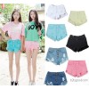 Direct the 2015 summer new Korean fan candy color retro hole slim waisted Jean Shorts female persona