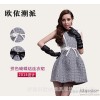 2014 new winter British style elegant princess dress color Plaid Bow waist dress 1938