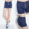 2015 new summer dress and fan all-match thin slim waisted temperament breasted denim shorts pants