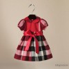 2015 new summer dresses short sleeved Plaid Dress princess dress baby children short belt child