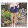 The 2015 summer new design side vents mosaic drawstring elastic waist denim shorts