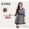 WeChat dress shop agent 2014 autumn and winter tee thin Plaid Bow slim princess skirt 2021