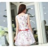 2015 new summer long sleeveless Korean doll collar waist floral princess skirt female dress