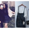 Europe 2015 new female summer dress casual denim skirt strap dress + Irene Wan