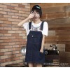 The new spring and summer 2015 Korean cowboy suspenders skirt loose slim fashion large size women dr