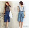 New summer dress Korean female cowboy suspenders elastic denim dress skirt waist suspender skirt