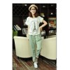 Korean version of the new women's casual pants embroidered elastic waist loose thin cotton pants pan