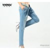 Female jeans, casual pants, casual pants, long pants, waist long pants, pants vikousi Haren