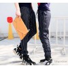 Spring 2015 British style STRIPE ELASTIC WAIST thread upon lovers leisure lovers Haren pants pants