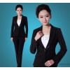 T08 new pants suit OL occupation occupation installed a button pocket black dress.