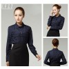 Factory direct sales hotel catering professional clothing female long sleeved shirt C018 deep blue