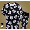 Flowers handsome men's T-shirt Korean slim short sleeved t five pants male casual suit sleeve