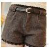 The spring and autumn of 2015 large size women lace stitching woollen pants shorts OL commuter ladie