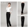 The new OL commuter temperament slim slim pants with white collar black trousers occupation basic mo