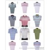 Korean summer miscellaneous Mens striped T-shirt Lapel loose coat lapel middle-aged men's short slee