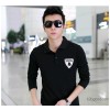 2015 Korean men's fashion trend of men's shirt Lapel long sleeved men stereo embroidery