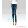 Hot hot super slim personality frayed denim pants feet / pencil, ripped jeans, pencil pants