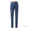 Krazy incision knee hole hole denim pants feet stretch slim pencil pants 678