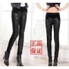 Women's jeans, casual pants and stitching Pu trousers female trousers thin tight jeans pencil pants