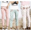 Spring 2014 Korean girls bow wave all-match jeans pencil pants pants a generation of children