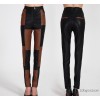 2014 autumn and winter special fan in Europe and new leather stitching slim pencil pants, backing pa