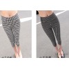 The new summer black and white rose elastic woven fabric printing seven Leggings trousers series