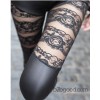 The Korean version of the spring and autumn stitching Lace Leggings wear thin female leather pants g