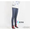 Fair hot winter velvet Leggings in elderly female with plaid pants