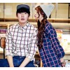 The new spring shirt men's Plaid shirt fashion couples dress casual Korean couples dress recruit gen