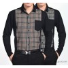 2014 new spring Mens Shirt Korean plaid shirt shirt stitching slim trend