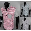 The classic color of foreign trade new men's Casual Short Sleeved Plaid Shirt Men's shirts wholesale