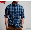 The 2015 explosion models of European and American style long sleeved shirt sanding thick Plaid Shir